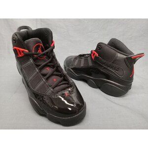 Nike Boys Jordan 6 Rings (PS) Sneakers Black Fire Red Size 2Y NEW NO BOX!